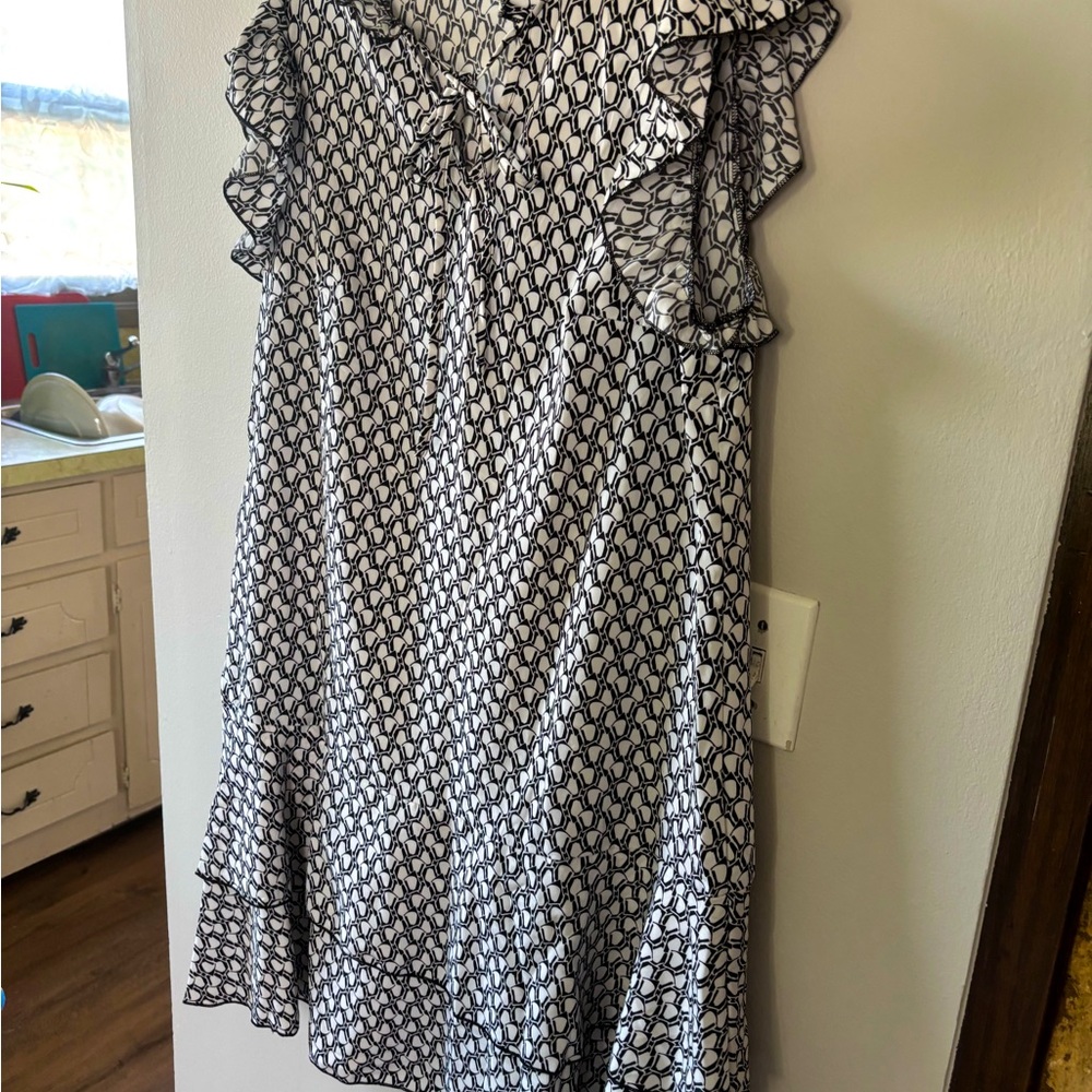 Elegant Black and White Ruffle Dress